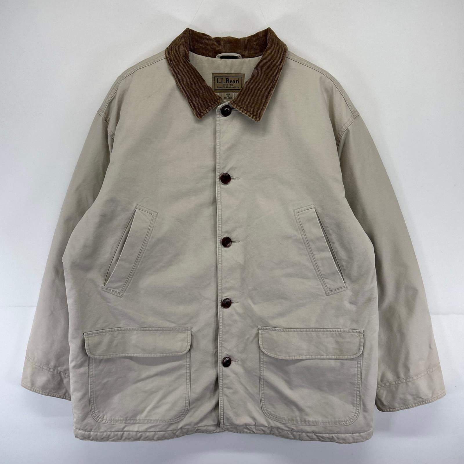 古着 エルエルビーン L.L.Bean ジャケット ハンティングJKT カバーオール 大きいサイズ 中綿 2XL アイボリー系 メンズ