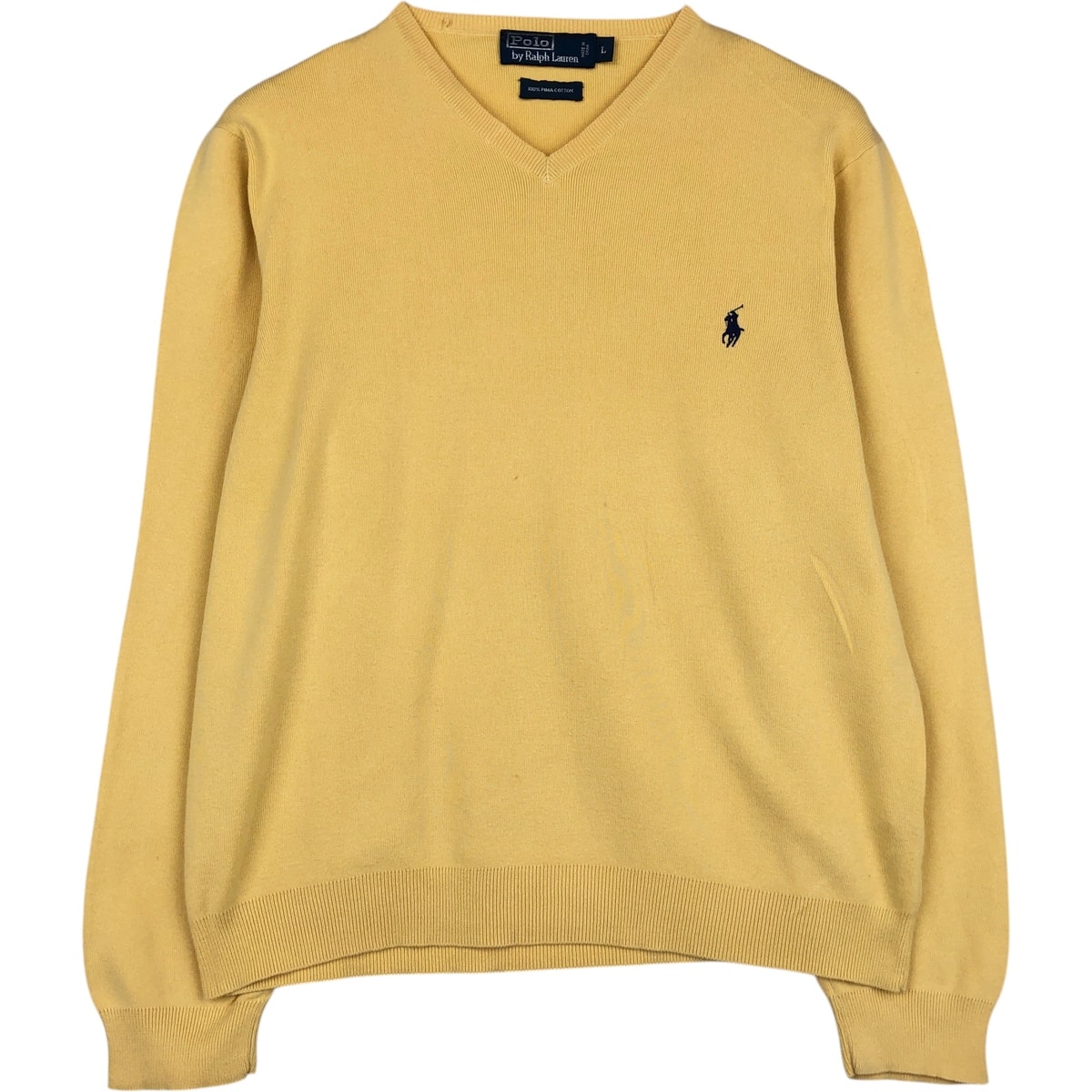 古着 ラルフローレン Ralph Lauren POLO by Ralph Lauren Vネック ピマコットンニットセーター メンズL相当/eaa617968