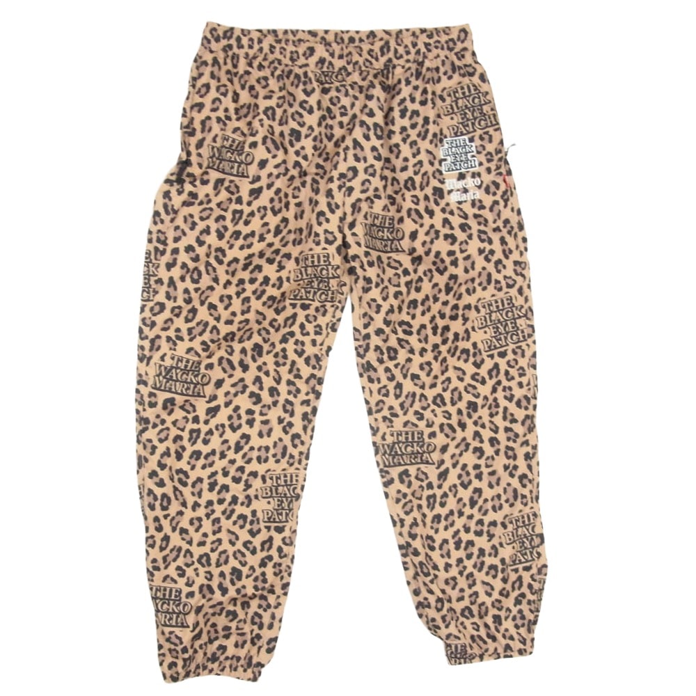 WACKO MARIA ワコマリア 22AW BEP-WM-TP02 × BlackEyePatch ブラックアイパッチ LEOPARD TRACK PANTS ロゴ刺繍 レオパード柄 トラックパンツ ブラウン系 L【中古】