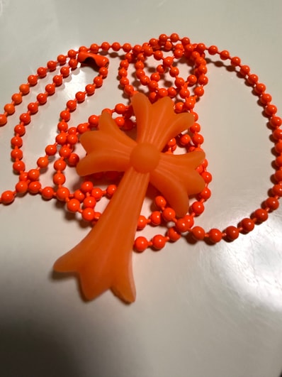 Chrome Hearts Rubber Small CH Cross Silicon Necklace "Orange"