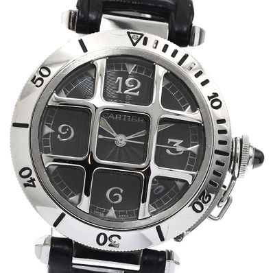 カルティエ パシャ38 N950 コンベックスグリッド メンズ 【中古】