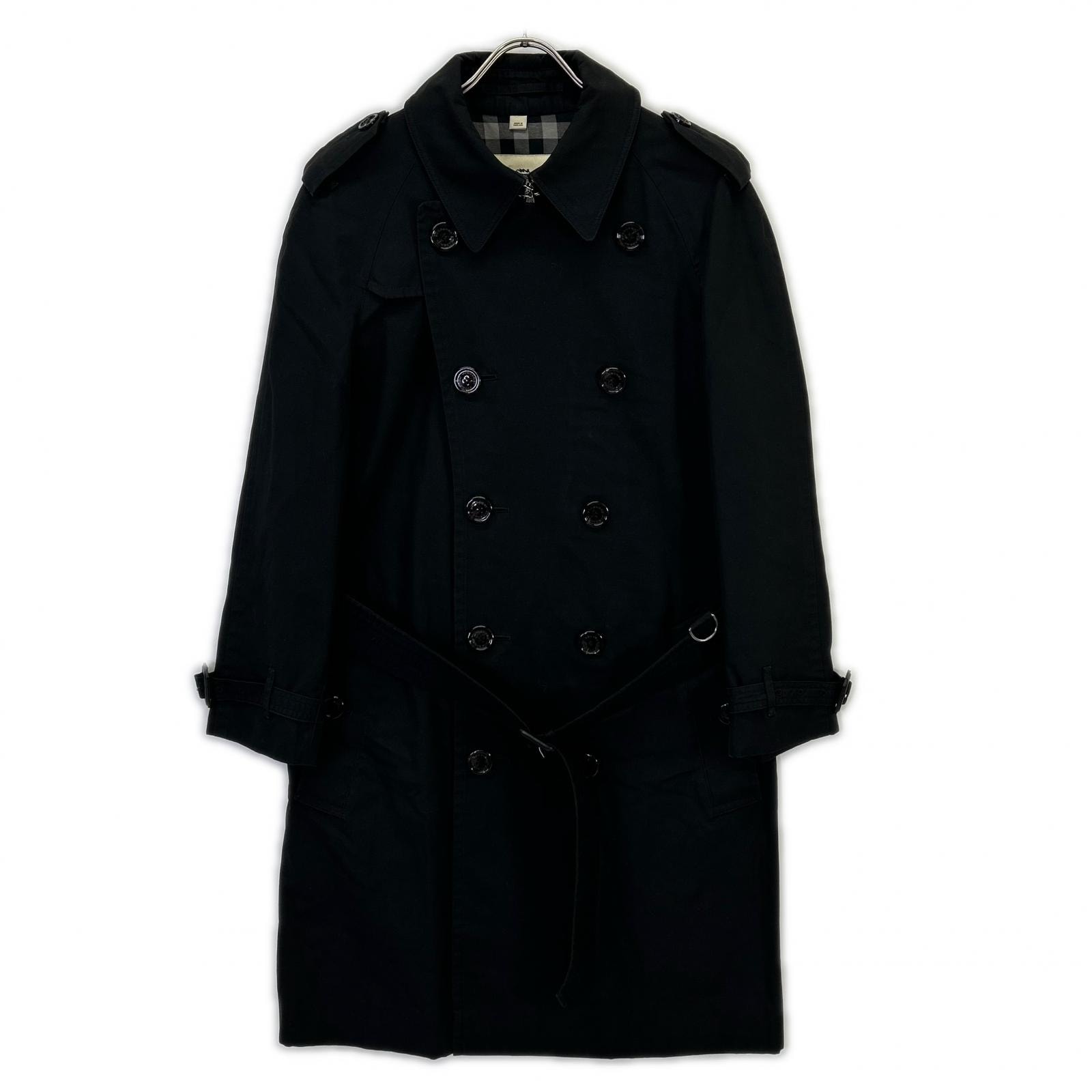 バーバリーロンドン 3463468 ﾌﾞﾗｯｸ ｺｯﾄﾝ ﾄﾚﾝﾁｺｰﾄ 48