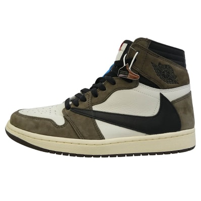 NIKE CD4487-100 × Travis Scott フェイクバスターズ コンプリート鑑定済 Air Jordan 1 Retro High OG TS SP Sail Dark Mocha ハイカットスニーカー 【新古品】【未使用】【中古】