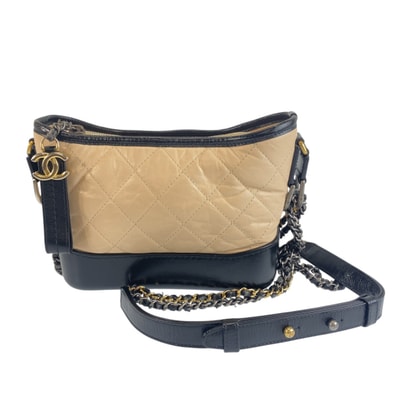 CHANEL シャネル ガブリエル ドゥ シャネル スモール ホーボー ピンクベージュ ブラック チェーンショルダーバッグ 1-0295769 【中古】