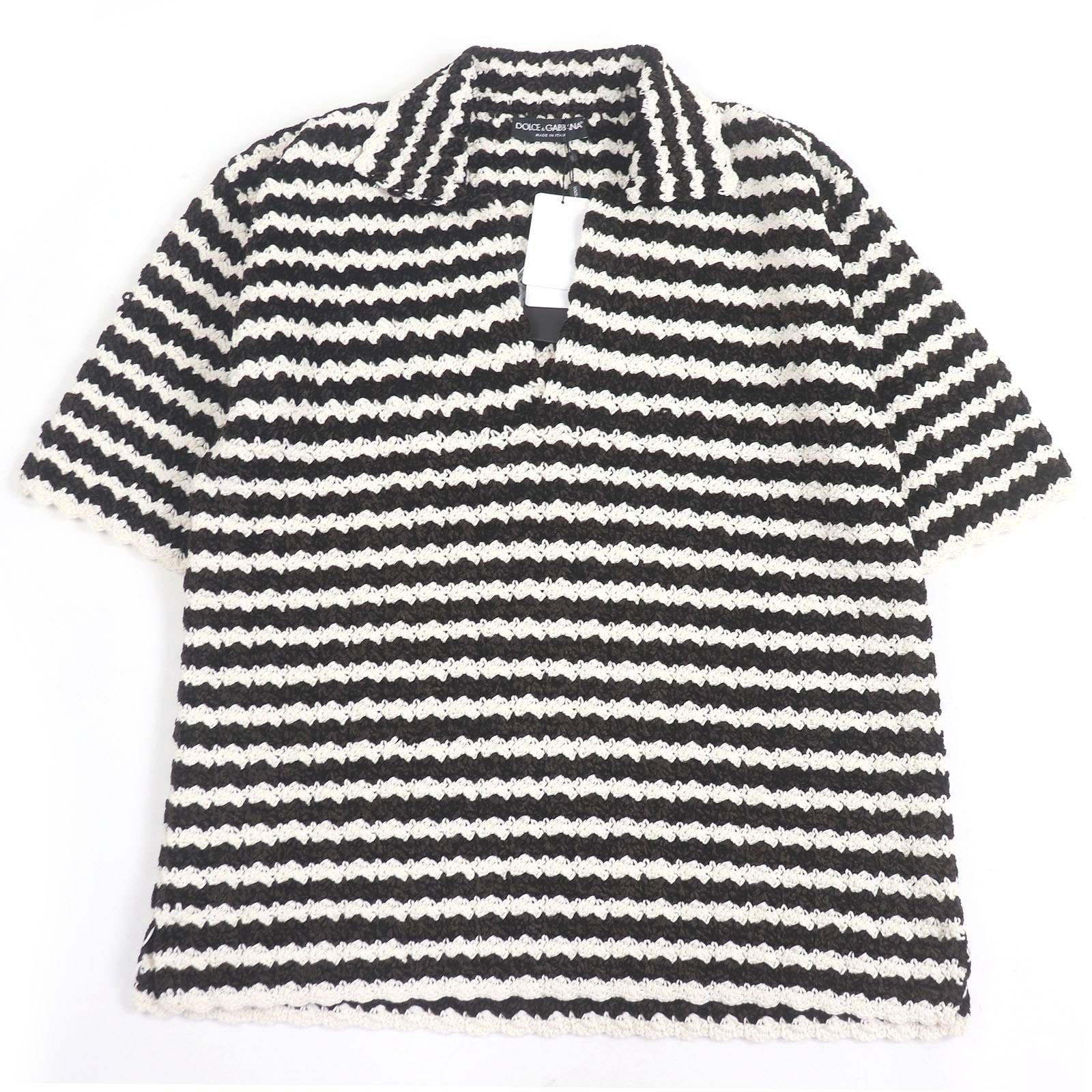 未使用品 ドルチェ＆ガッバーナ セーター ダークブラウン ホワイト GXO42T