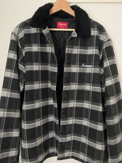 Supreme Faux Fur Collar Flannel Shirt "Black"