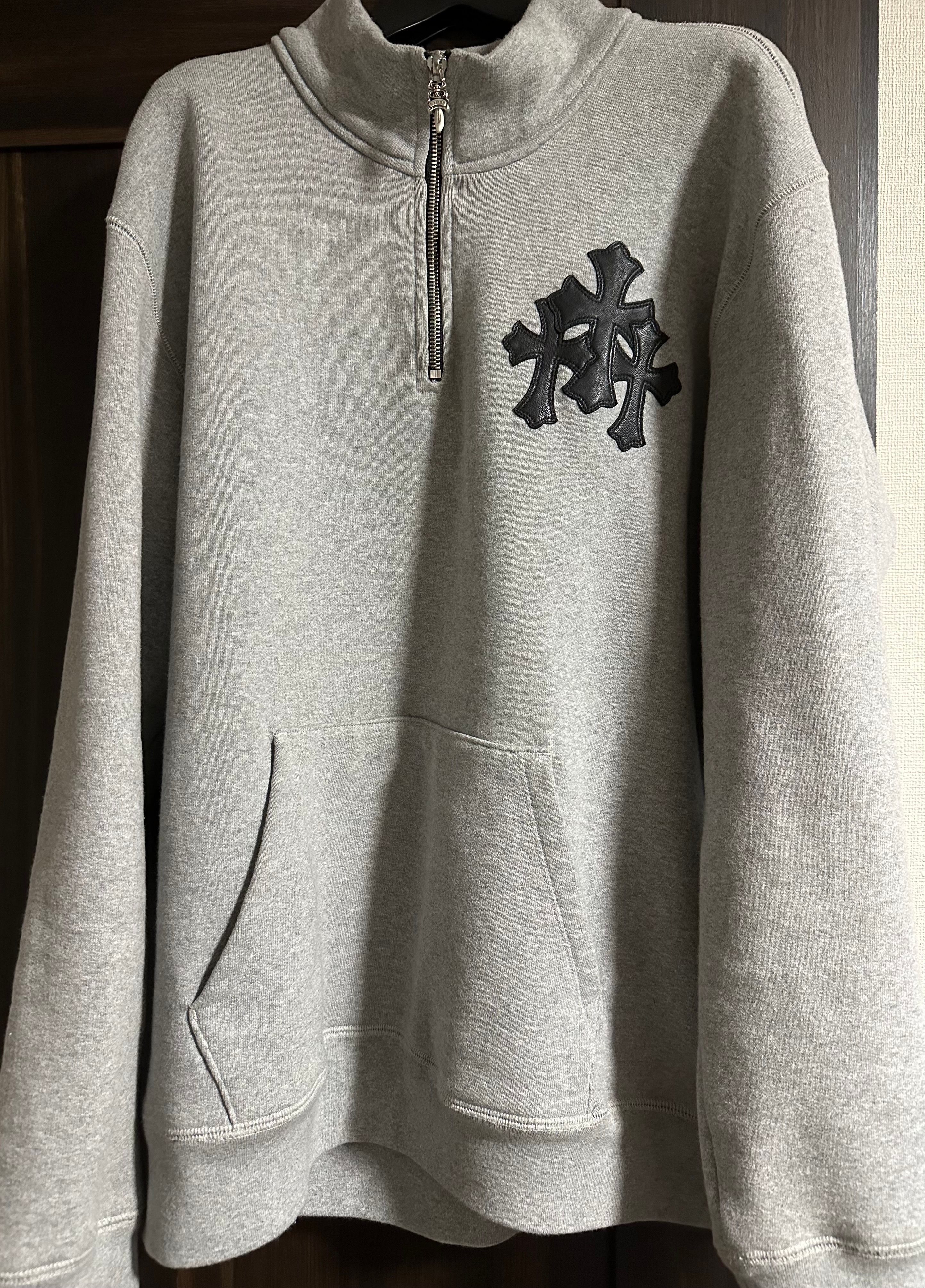 Chrome Hearts Y Not Label Cross Patch Half Zip Sweat "Gray"