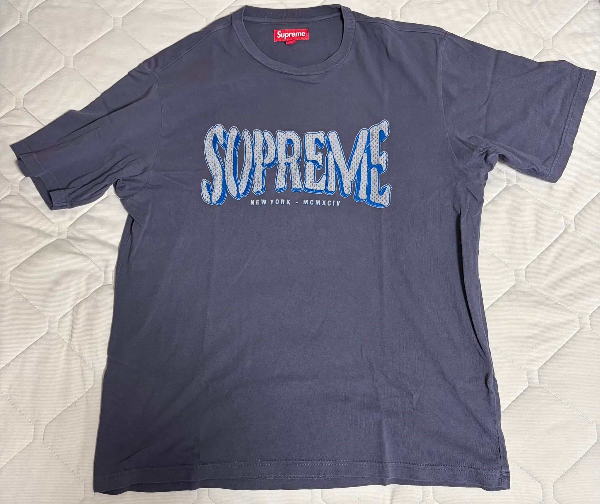 Supreme Flocked Washed S/S Top "Navy"