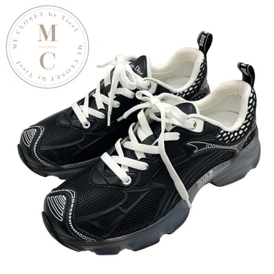 クリスチャンディオール CHRISTIAN DIOR Dior Vibe スニーカー 靴 シューズ レザー ラバー ブラック ホワイト 黒 ロゴ メッシュ