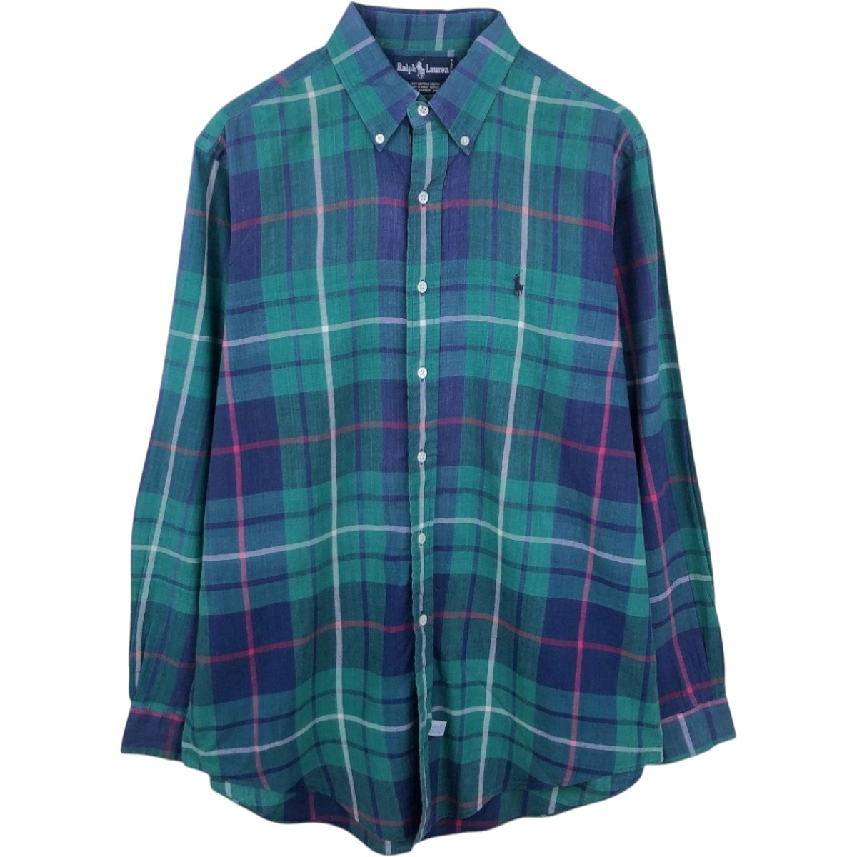 古着 ラルフローレン Ralph Lauren マドラスチェック 長袖 ボタンダウンチェックシャツ メンズL相当/eaa642830