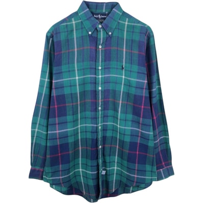 古着 ラルフローレン Ralph Lauren マドラスチェック 長袖 ボタンダウンチェックシャツ メンズL相当/eaa642830