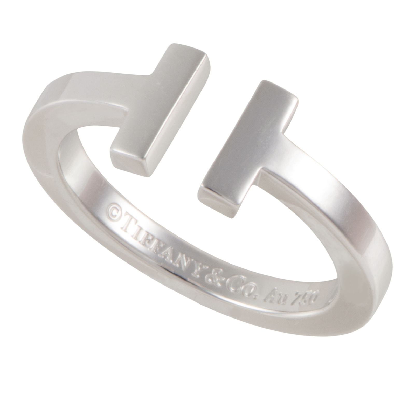 TIFFANY&Co. ティファニー ティファニーT スクエア リング 指輪 16号 K18WG シルバー【中古】