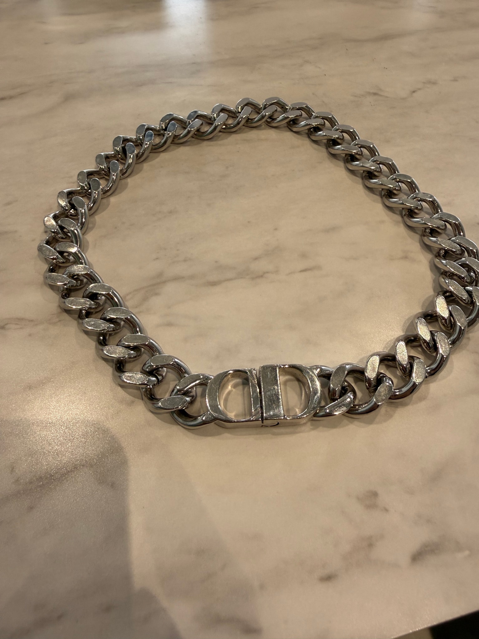 Dior CD ICON Chain Link Necklace "Silver"