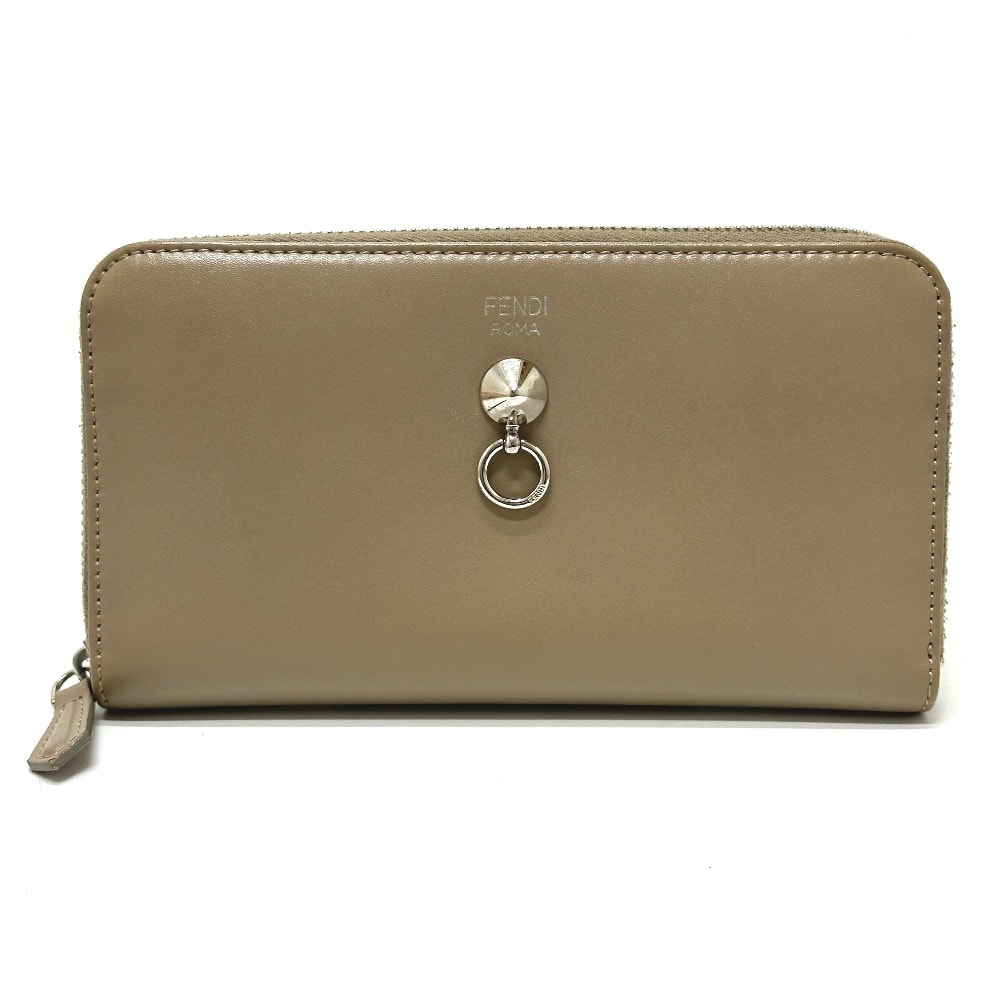 フェンディ FENDI バイザウェイ 8M0299 ラウンドファスナー 長財布 レザー ベージュ