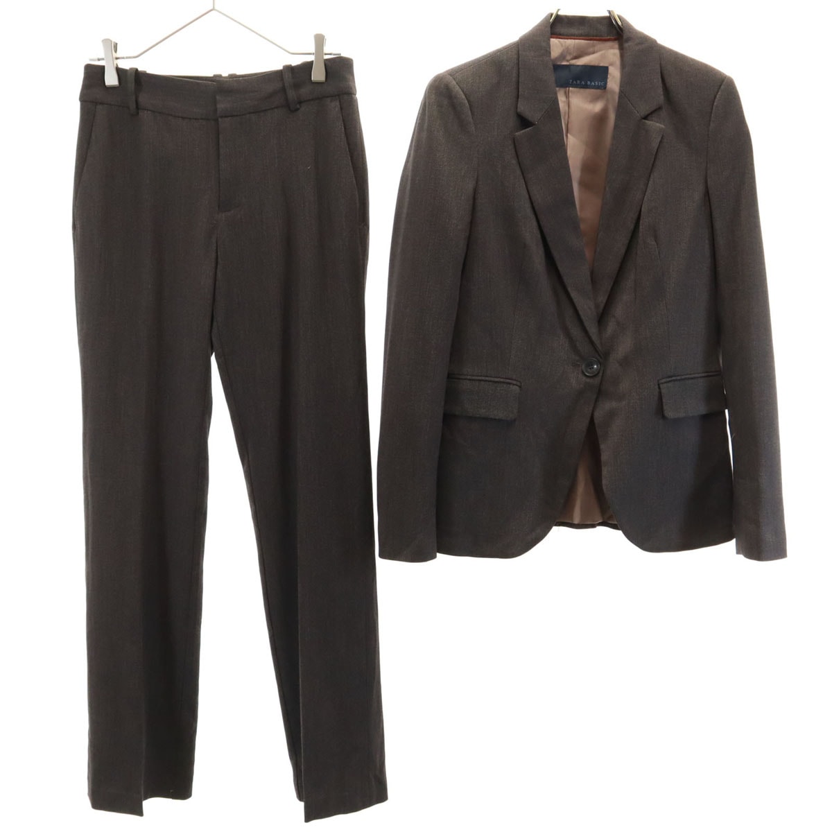 ZARA BASIC ザラベーシック パンツスーツ 上下セットアップ M/USA02 ブラウン系
