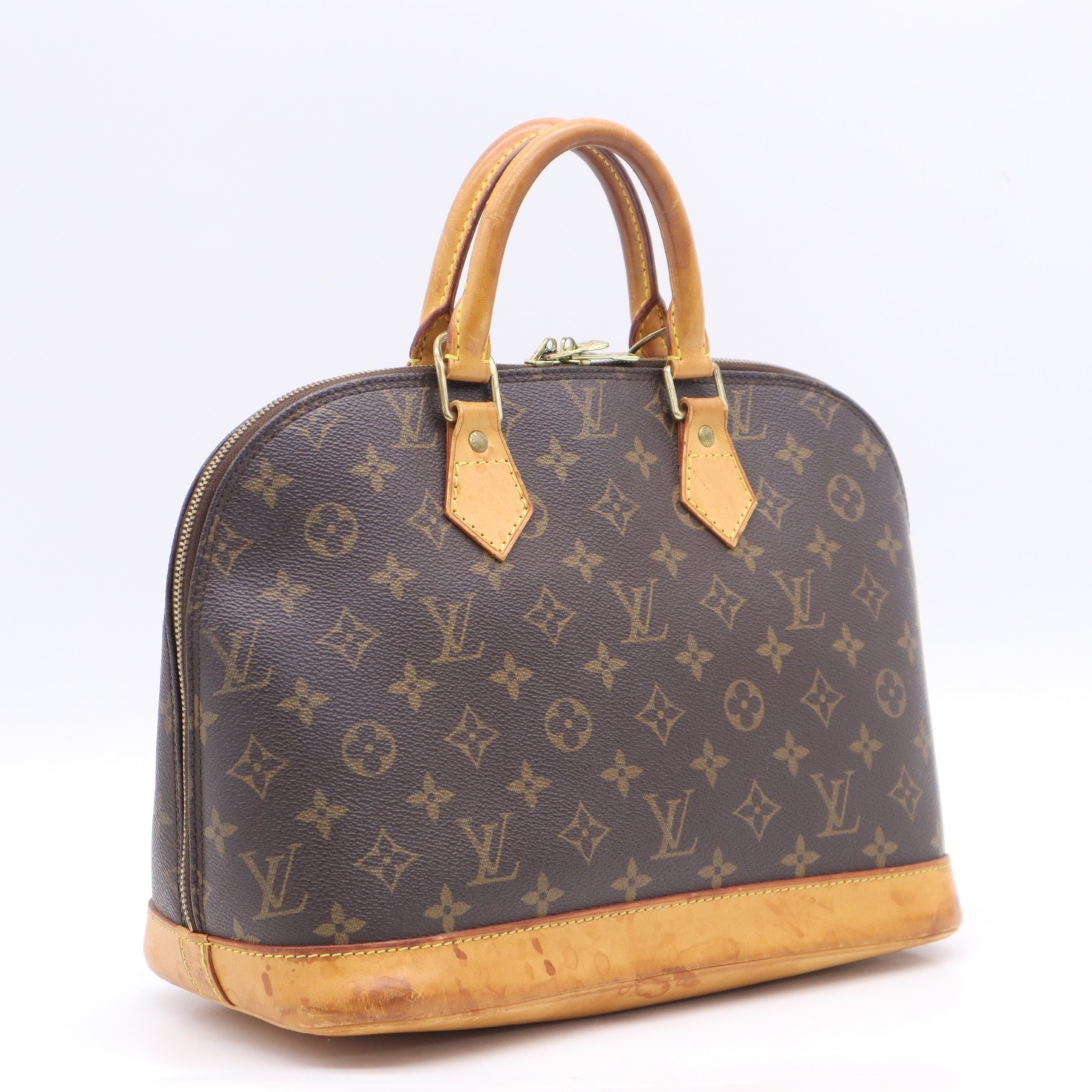LOUIS VUITTON ルイ・ヴィトン モノグラム アルマ PM M51130 ハンドバッグ ブラウン ベージュ コーティングキャンバス レザー レディース