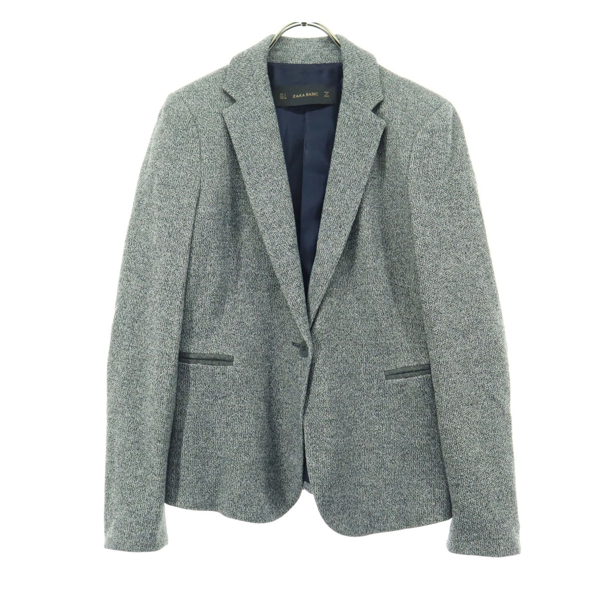 美品 ZARA BASIC ザラベーシック スペイン製 長袖 テーラードジャケット S グレー系