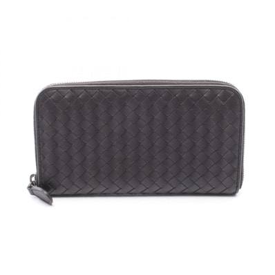 ボッテガヴェネタ BOTTEGA VENETA イントレチャート ラウンド長財布 財布 レザー レディース ブラウン系 【中古】