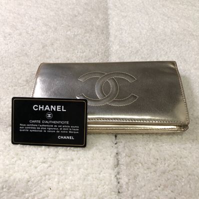 CHANEL ココマーク 二つ折り財布 レザーシャンパンゴールド