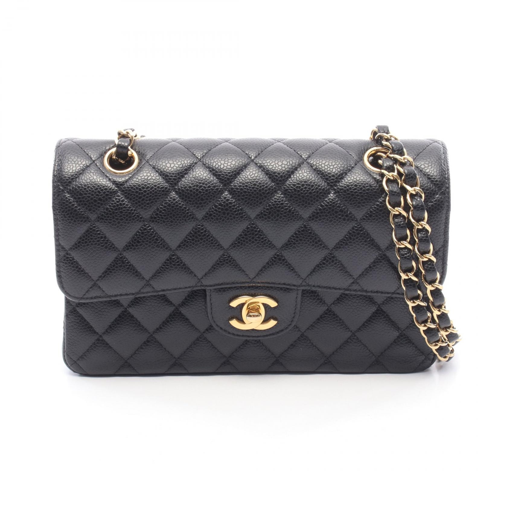 シャネル CHANEL マトラッセ Wフラップ ショルダーバッグ バッグ キャビアスキン(グレインドカーフ) レディース ブラック系 【中古】