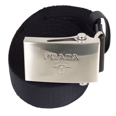 PRADA プラダ 型番 2CN098 ロゴ プレート バックル コットンテープ ベルト 80/32 41416