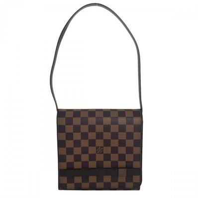 LOUIS VUITTON ルイヴィトン ハンドバッグ ダミエ・エベヌ トライベッカ・ミニ 肩掛け N51162 PVCコーティングキャンバス レザー ブラウン 茶 ゴールド金具 レディース【中古品】
