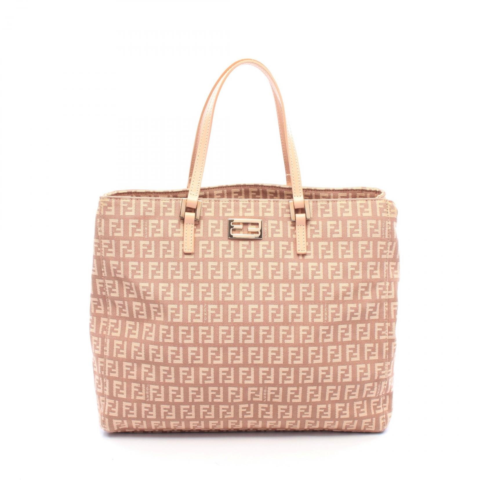 フェンディ FENDI ズッキーノ トートバッグ バッグ キャンバス レザー レディース ピンク系 8BH133 【中古】