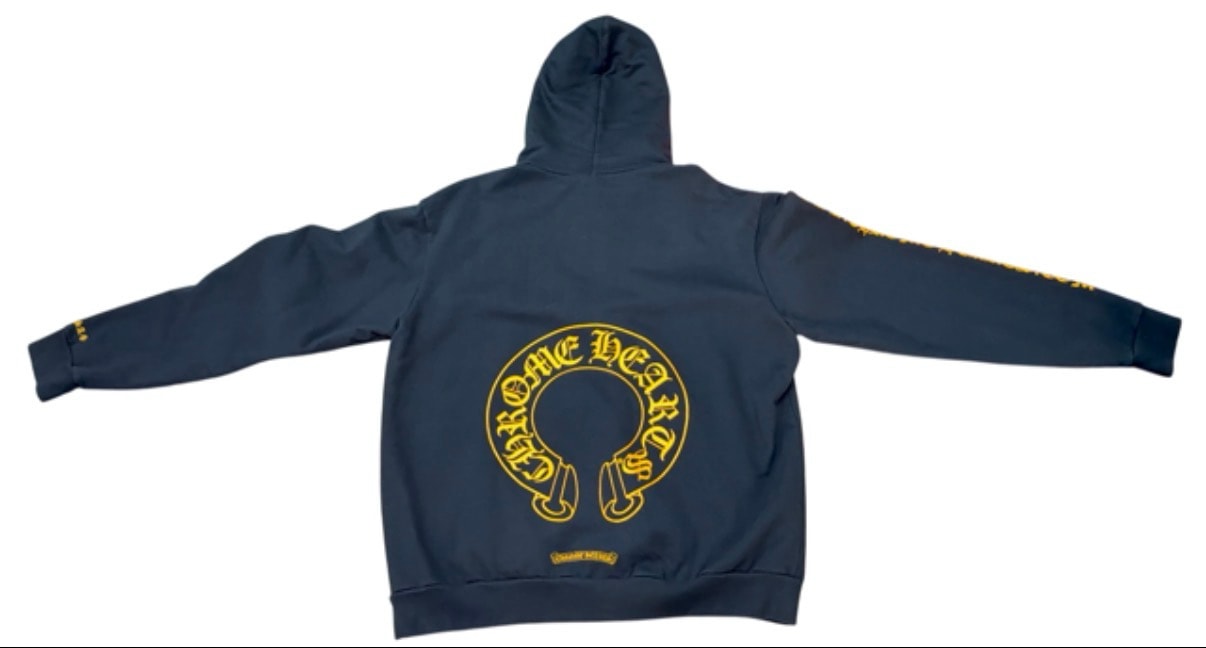 Chrome Hearts Horseshoe Logo Pullover Hoodie "Black/Yellow"
