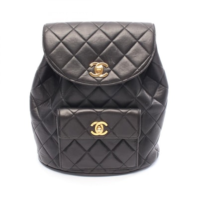 シャネル CHANEL マトラッセ リュックサック バックパック バッグ ラムスキン(羊革) レディース ブラック系 【中古】
