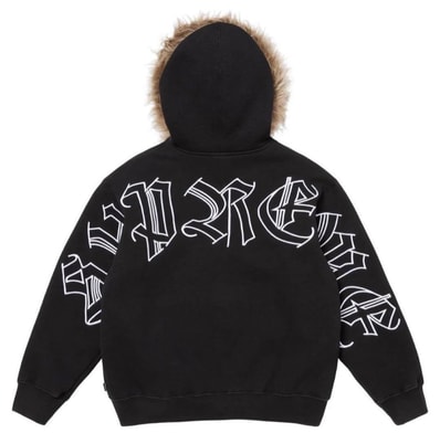 Supreme Faux Fur Zip Up Hooded Sweatshirt "Black"