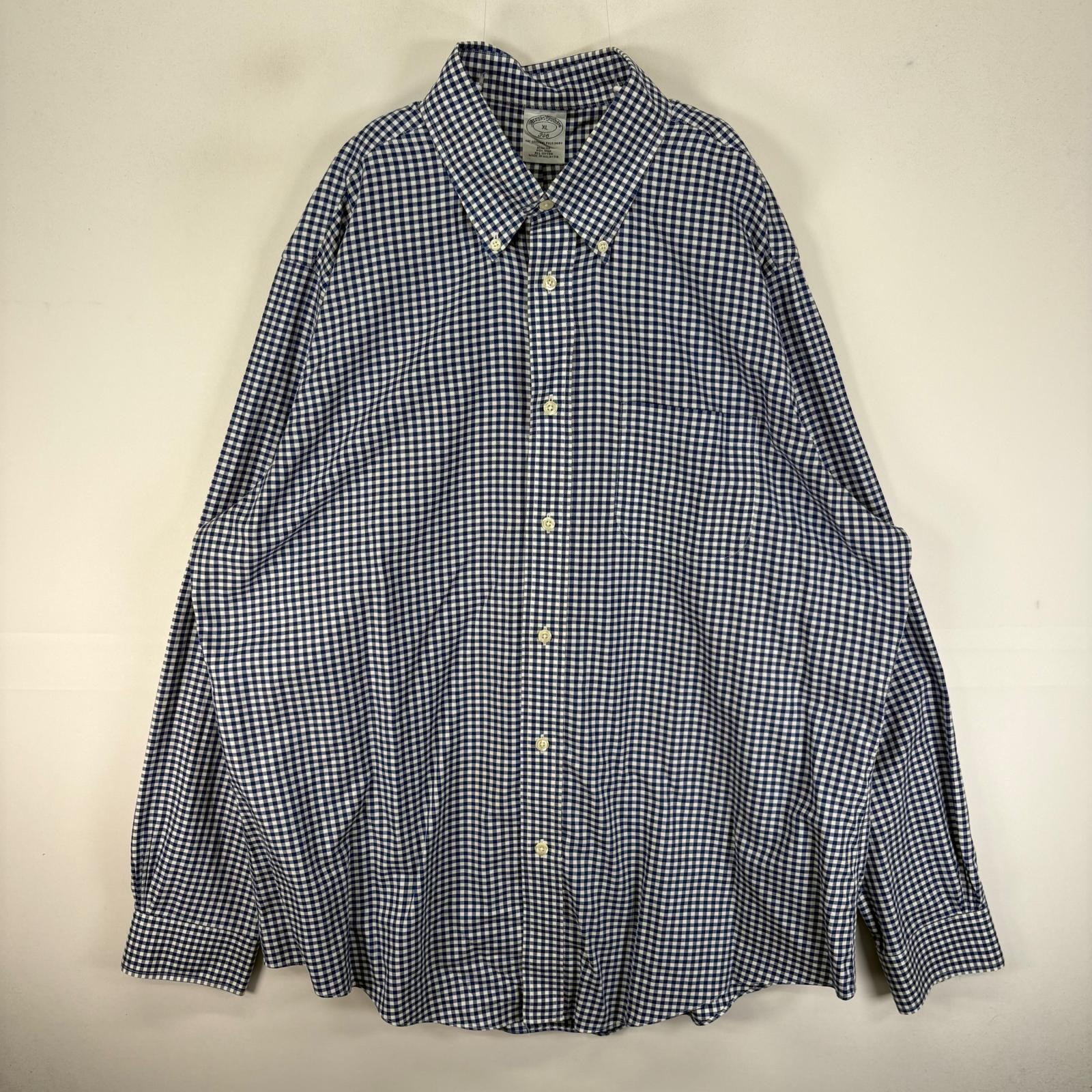 古着 ブルックスブラザーズ Brooks Brothers 長袖シャツ ボタンダウン 胸ポケット XL  ブルー系 チェック メンズ