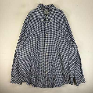 古着 ブルックスブラザーズ Brooks Brothers 長袖シャツ ボタンダウン 胸ポケット XL ブルー系 チェック メンズ