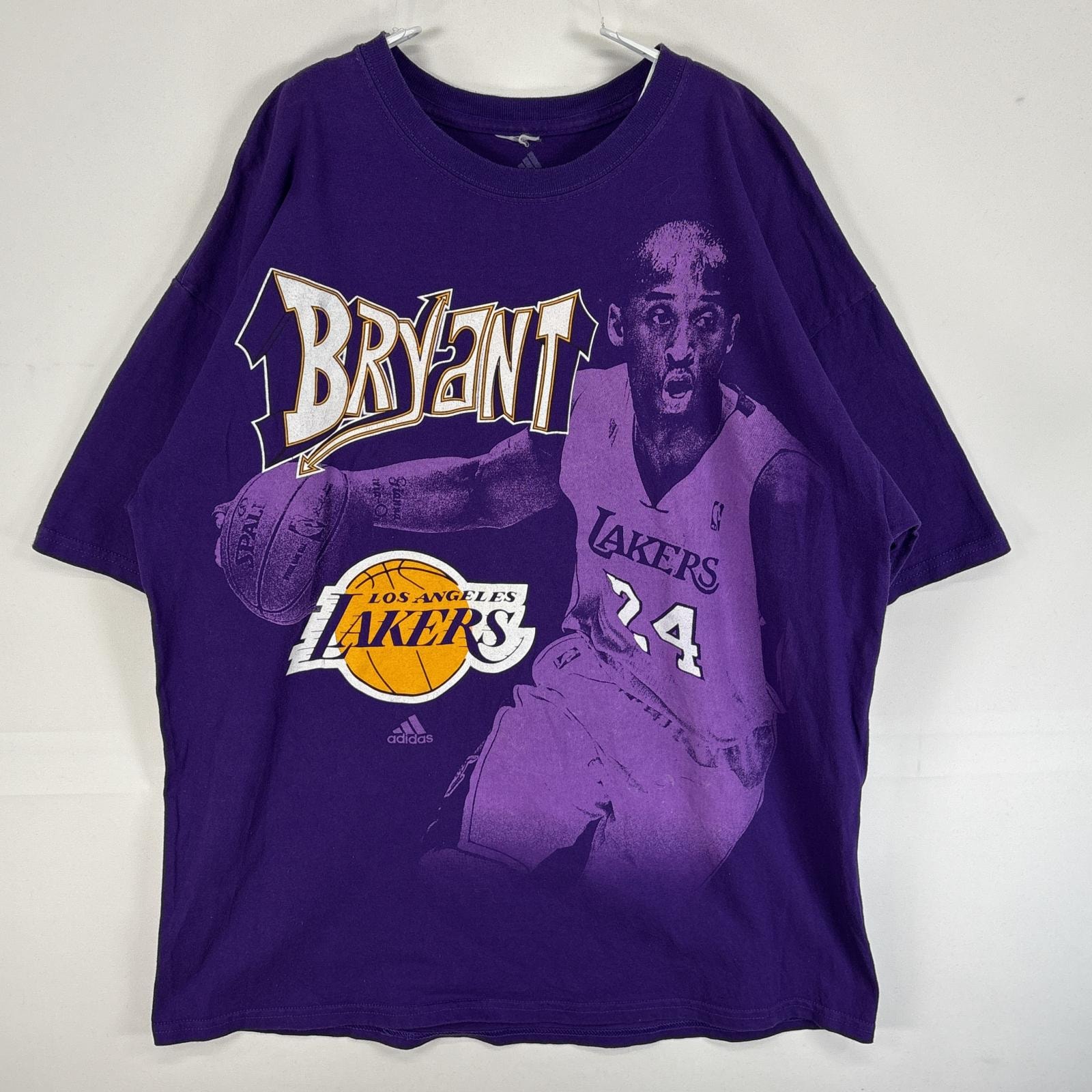 古着 アディダス adidas 半袖Tシャツ NBA レイカーズ コービー・ブライアント 大きいサイズ XL  パープル プリント メンズ