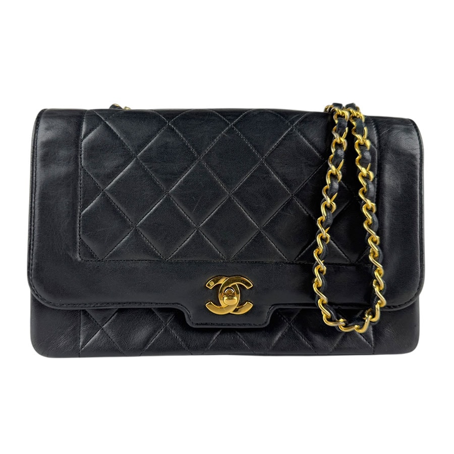 シャネル CHANEL ショルダーバッグ ラムスキン ブラック ゴールド レディース【中古】 z7737