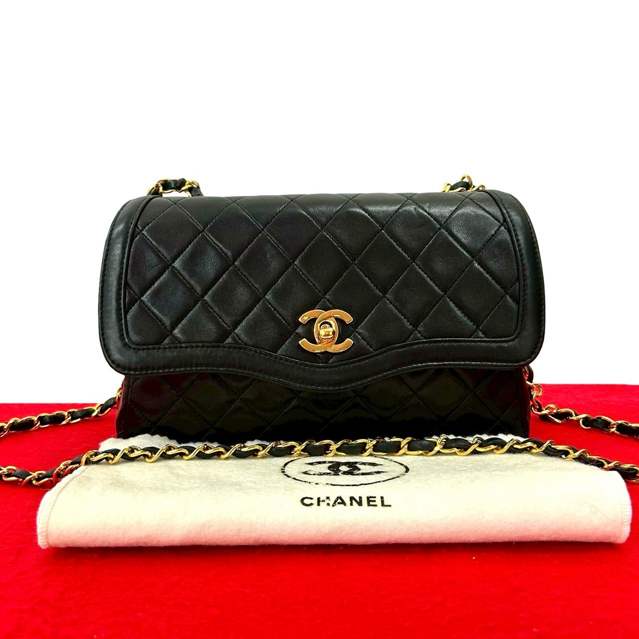 CHANEL シャネル マトラッセ ココマーク ラムスキン ショルダーバッグ ブラック
 f10-3