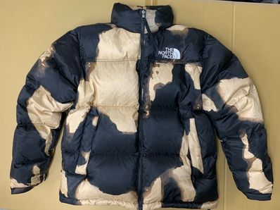 Supreme x The North Face Bleached Denim Print Nuptse Jacket "Black"