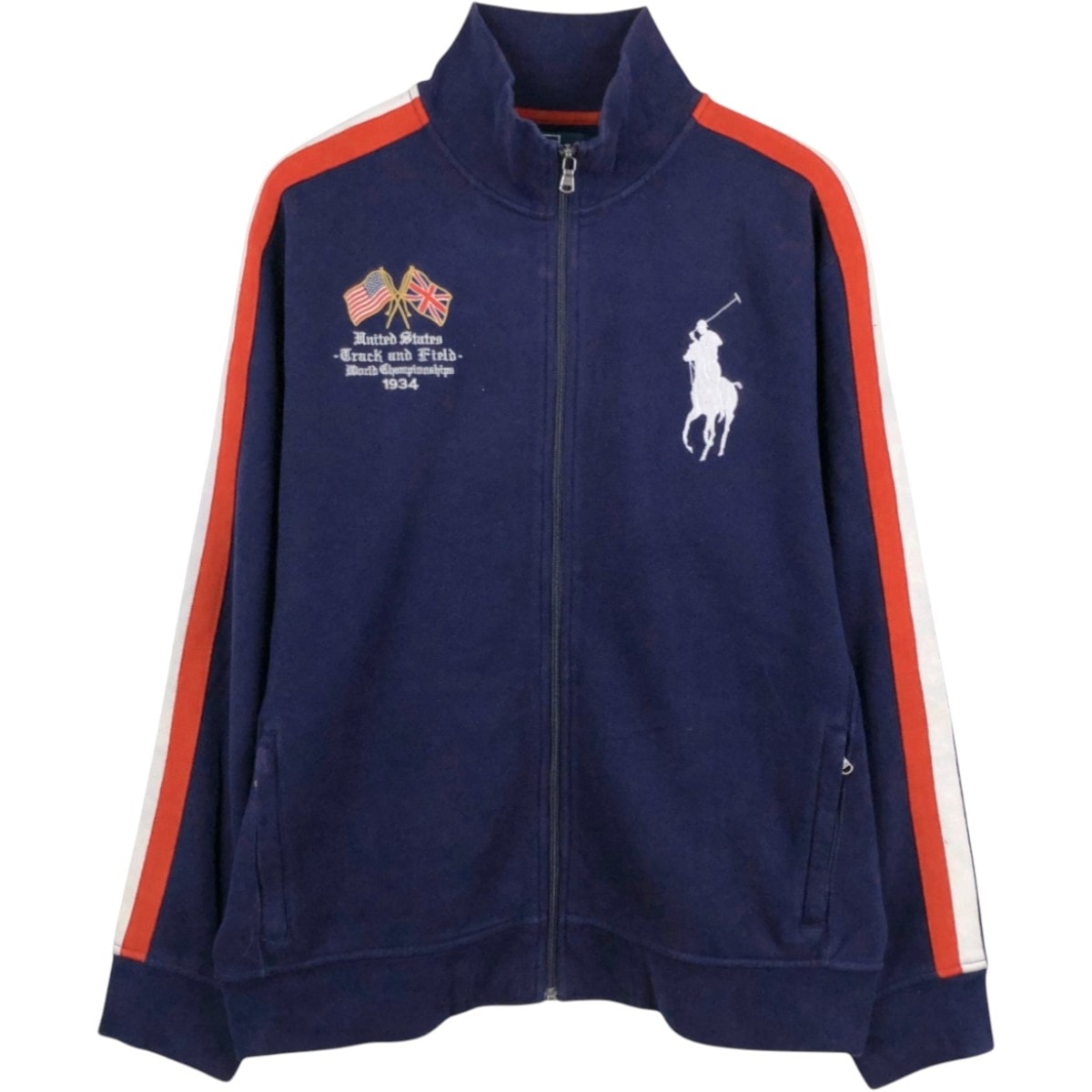 古着 ラルフローレン Ralph Lauren POLO by Ralph Lauren 星条旗柄 ビッグポニー フルジップスウェットシャツ トレーナー メンズXL相当/eaa679706