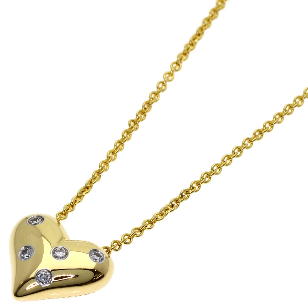 TIFFANY&Co. ティファニー ドッツハート ダイヤモンド ネックレス K18YG PT950 レディース [中古]