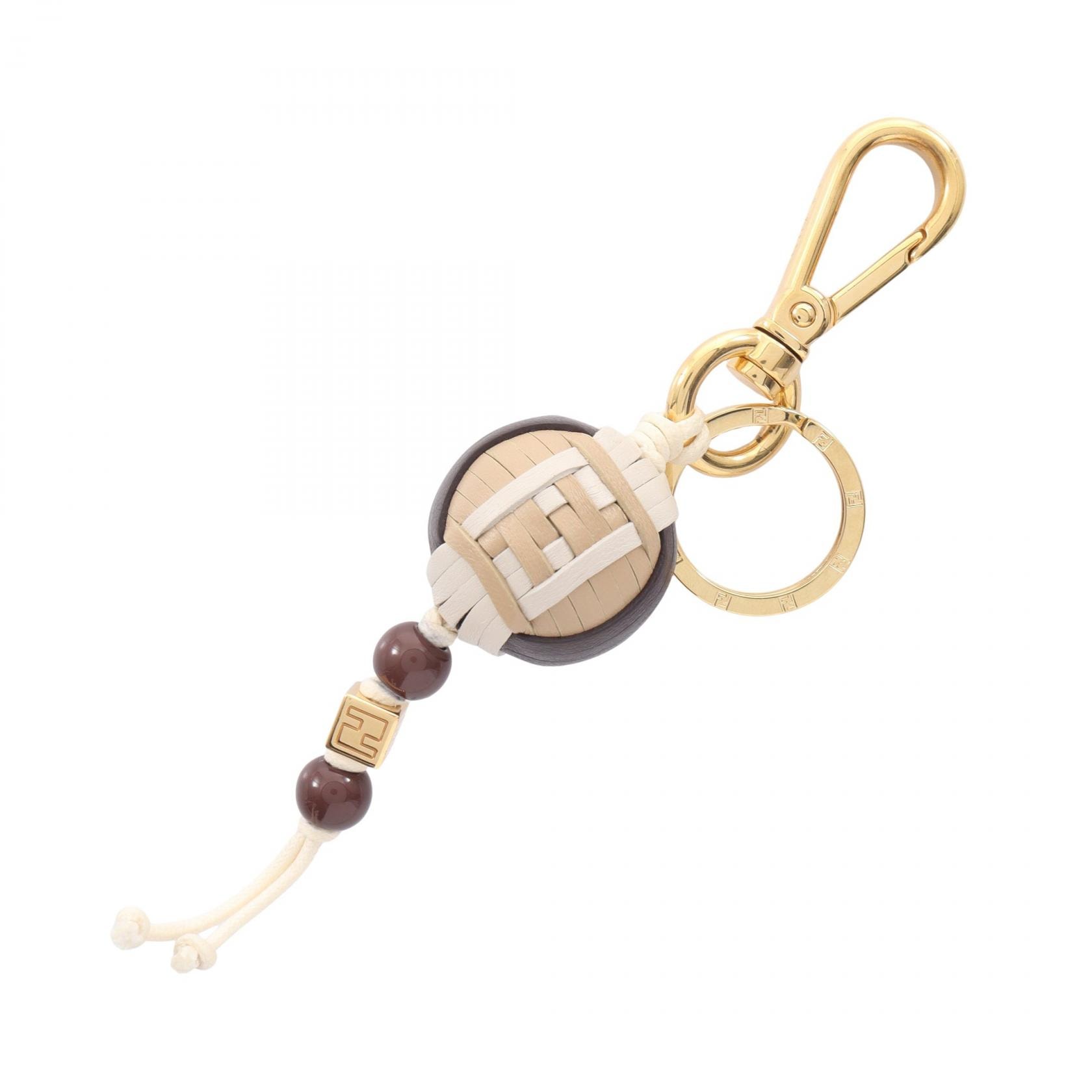 フェンディ FENDI チャーム アクセサリー レザー GP レディース ベージュ系 / ブラウン系 / ホワイト系 【中古】
