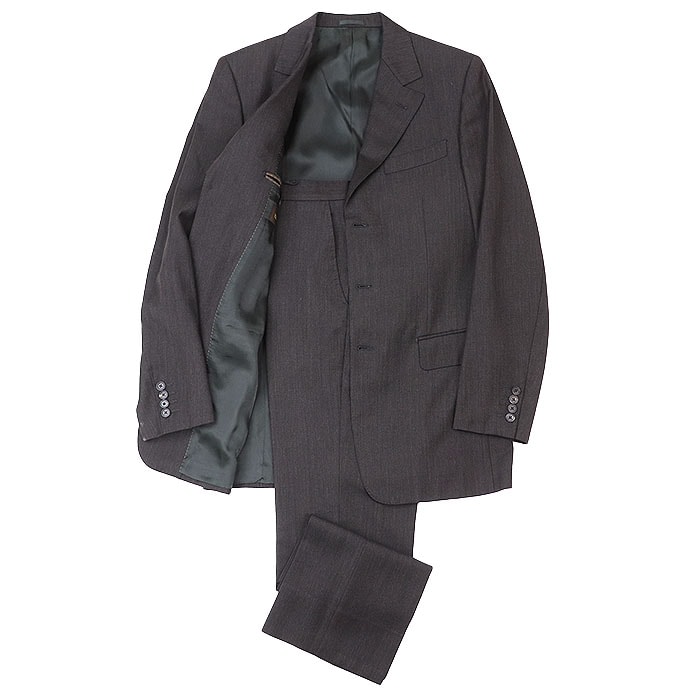 LOUIS VUITTON ルイ・ヴィトン スーツ ジャケット スラックス テーラード 3B ノッチドラペル テーパードシルエット ウール100% セットアップ メンズ サイズ 48 チャコール イタリア製