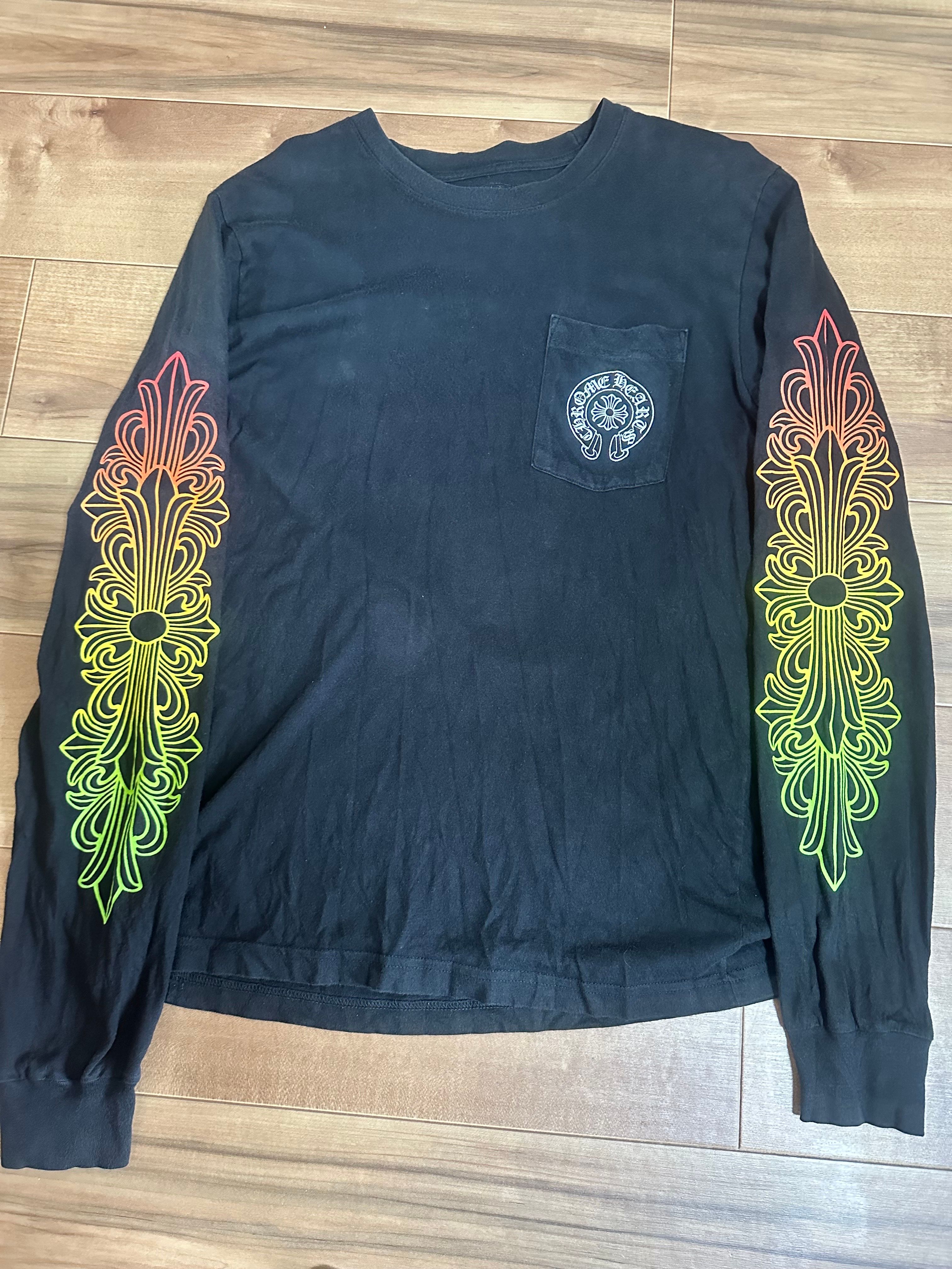 Chrome Hearts Back Grad Circle Logo Floral Sleeve Gradient L/S Tee "Black"