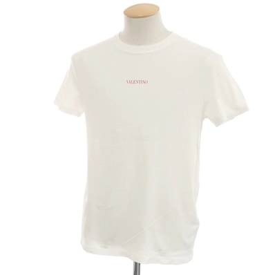 【中古】ヴァレンティノ VALENTINO コットン クルーネック 半袖Tシャツ ホワイト【サイズXS】【メンズ】