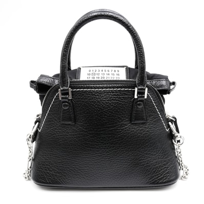 Maison Margiela(メゾン マルジェラ)5AC マイクロバッグ ハンドバッグ ショルダーバッグ 2WAY ブラック レザー シルバー金具 レディース【中古】