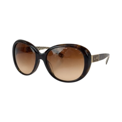 美品 COACH コーチ シグネチャー ブラウン ゴールド金具 プラスチック サングラス メガネ 男女兼用 バタフライ 600341 【中古】