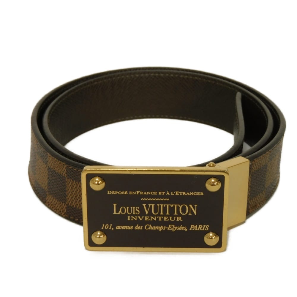 LOUIS VUITTON ルイ・ヴィトン サンチュール アンヴァントゥール 35MM ロゴ 85/34 エベヌ ブラウン リバーシブル ダミエ タイガ グリズリ ベルト M9677V