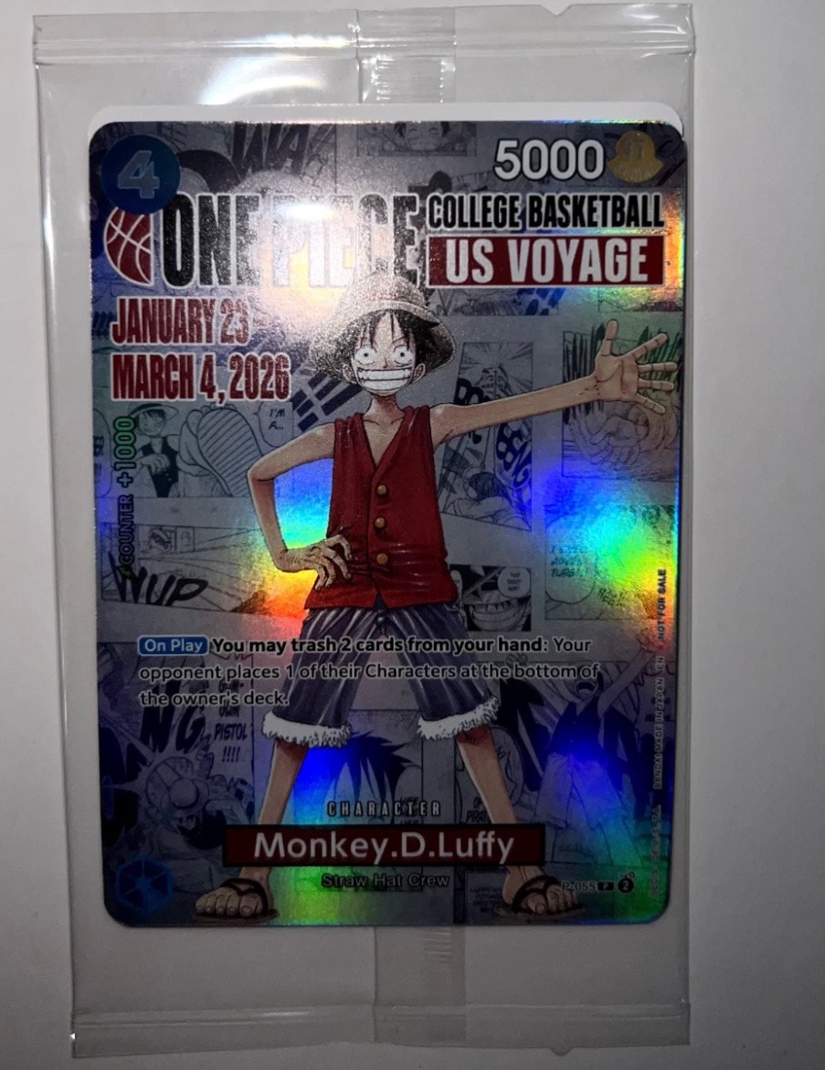 モンキー・D・ルフィ:P (開封済) [P-055]【英語版】(プロモーションカード「ワンピース カレッジ バスケットボール:USボヤージュ」)