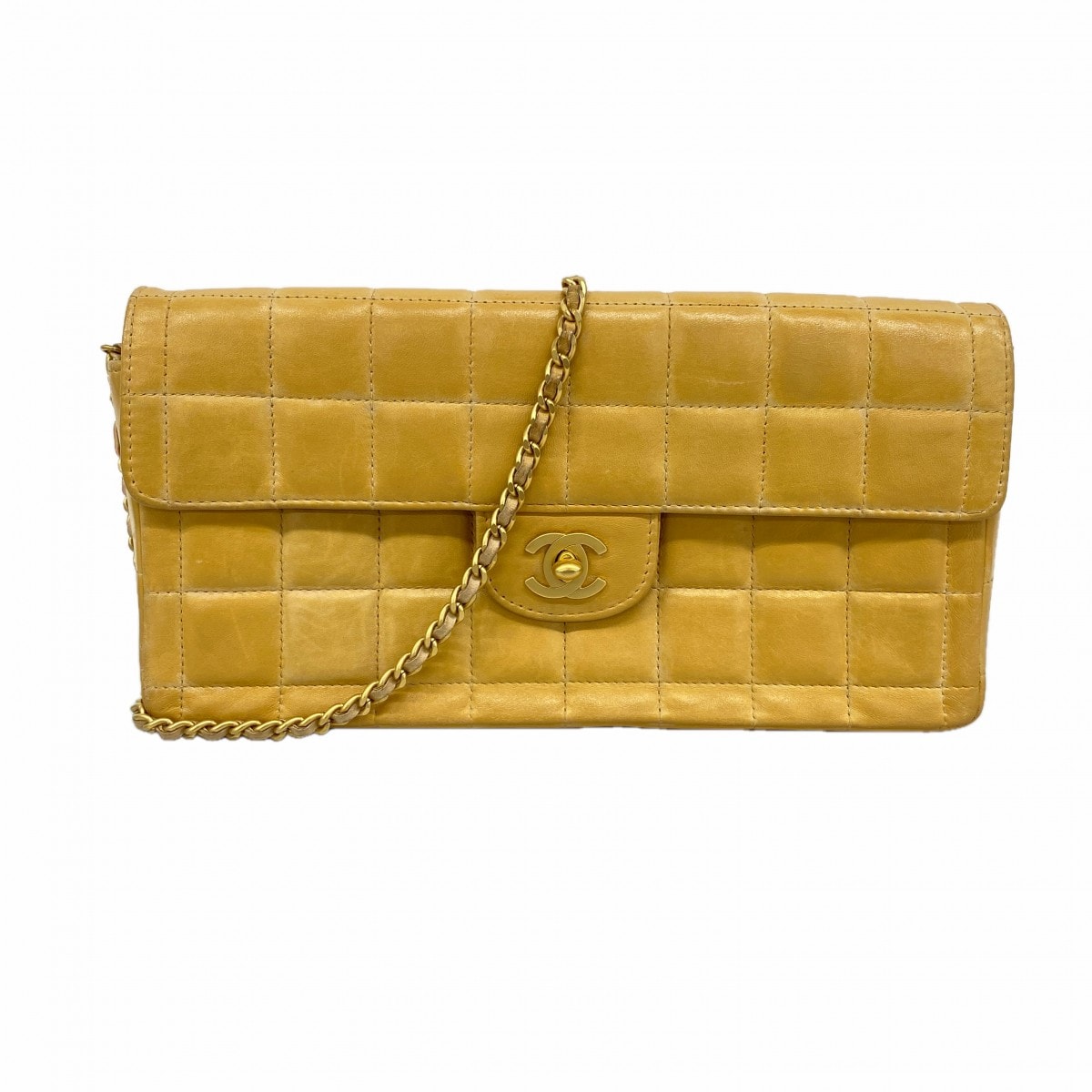【6de5754-k】シャネル ショルダーバッグ チョコバー チェーンショルダー ラムスキン ブラウン ゴールド金具【中古】レディース