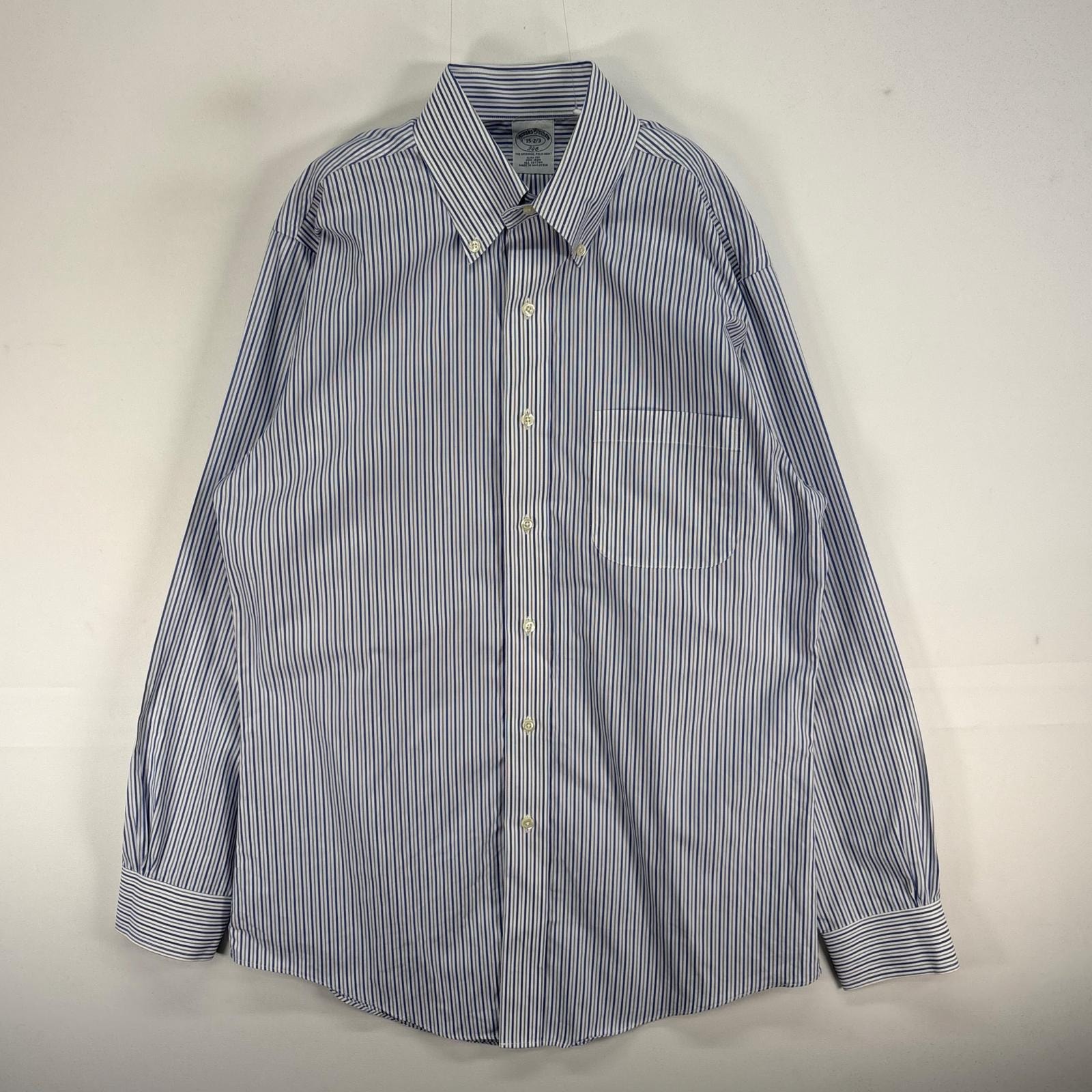古着 ブルックスブラザーズ Brooks Brothers 長袖シャツ SLIM FIT ボタンダウン 346 L  ブルー系 ストライプ メンズ