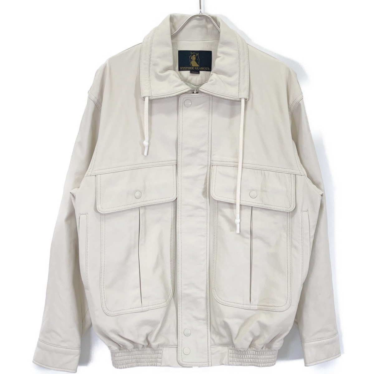 ヒステリックグラマー 02201LB01 ホワイト 20SS ジップアップ ラムレザージャケット