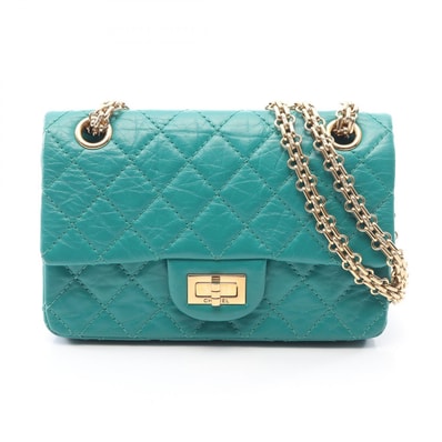 シャネル CHANEL 2.55 ミニマトラッセ ショルダーバッグ バッグ カーフ(牛革) レディース グリーン系 【中古】